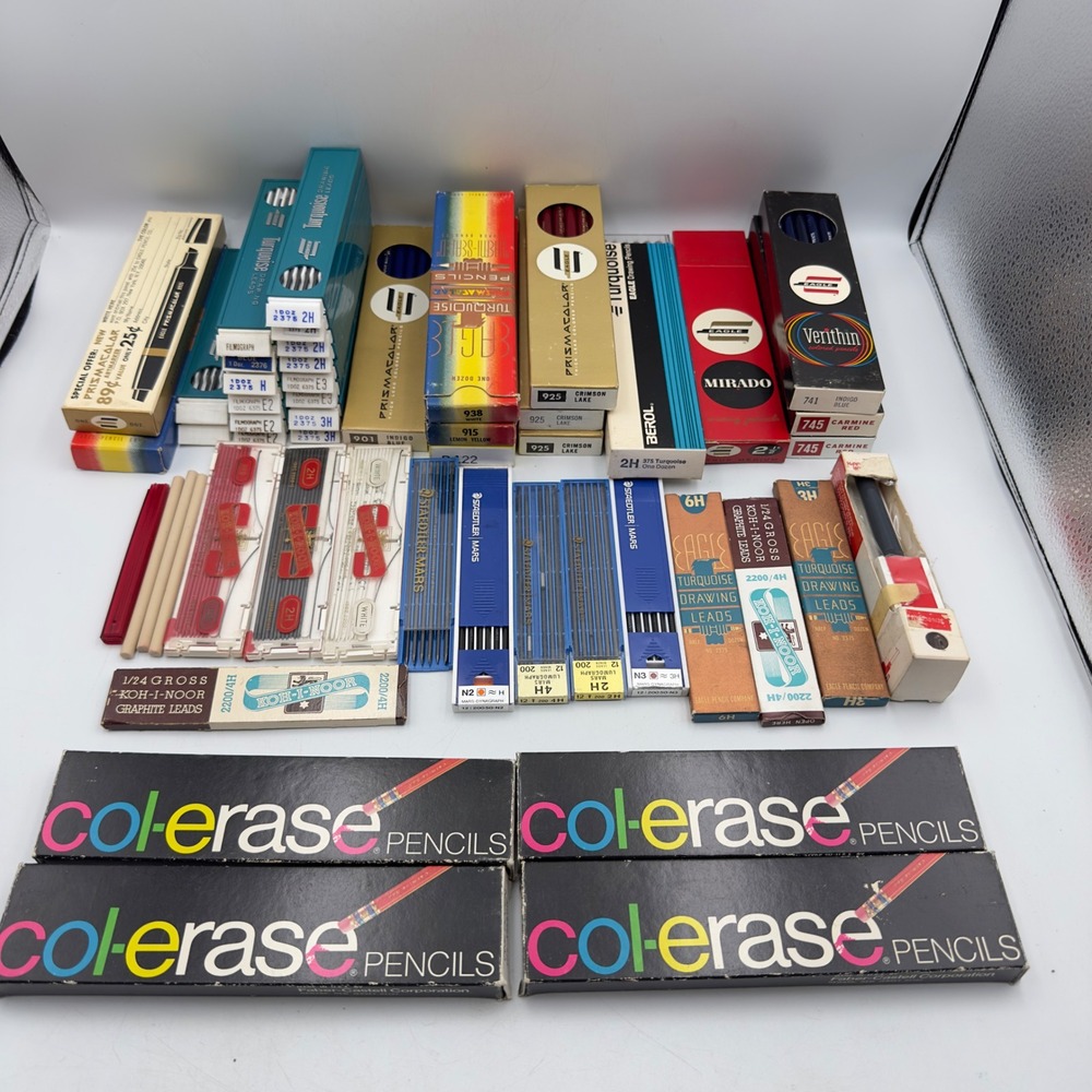 Vintag Drafting Pencil Lead Lot Eagle Prismacolor Staedtler Koh-I-Noor Col-Erase
